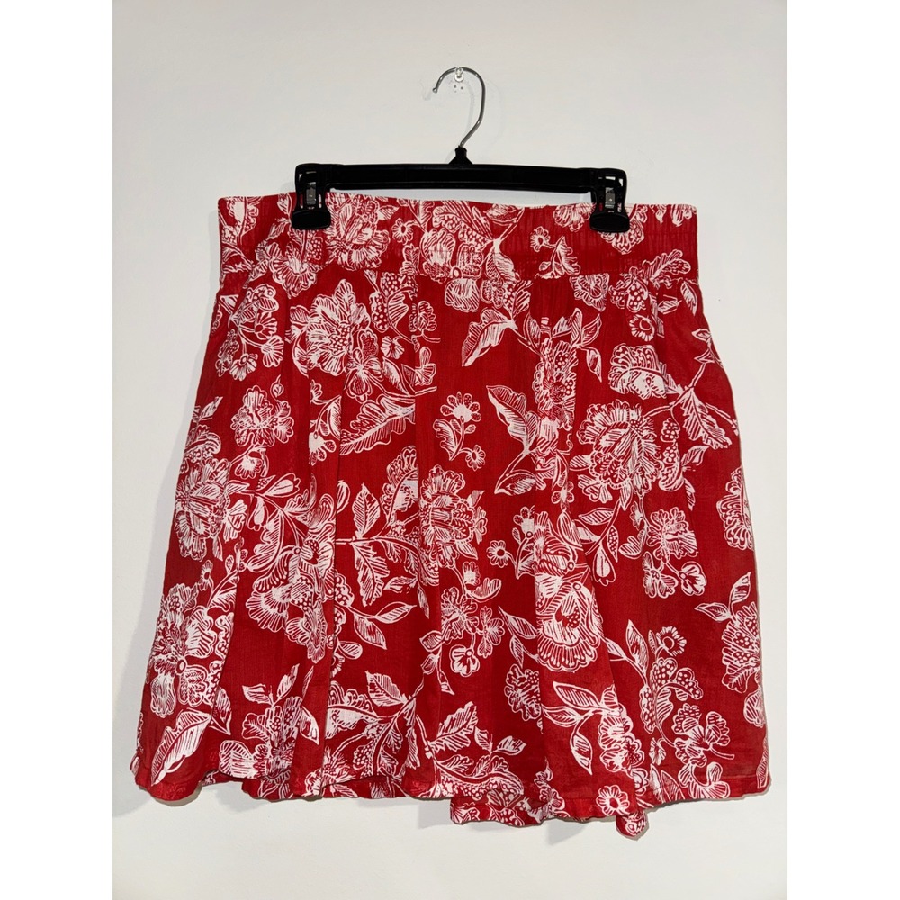 Boho vacation skirt Old Navy Floral Mini Womens Large Red Elastic Botanical